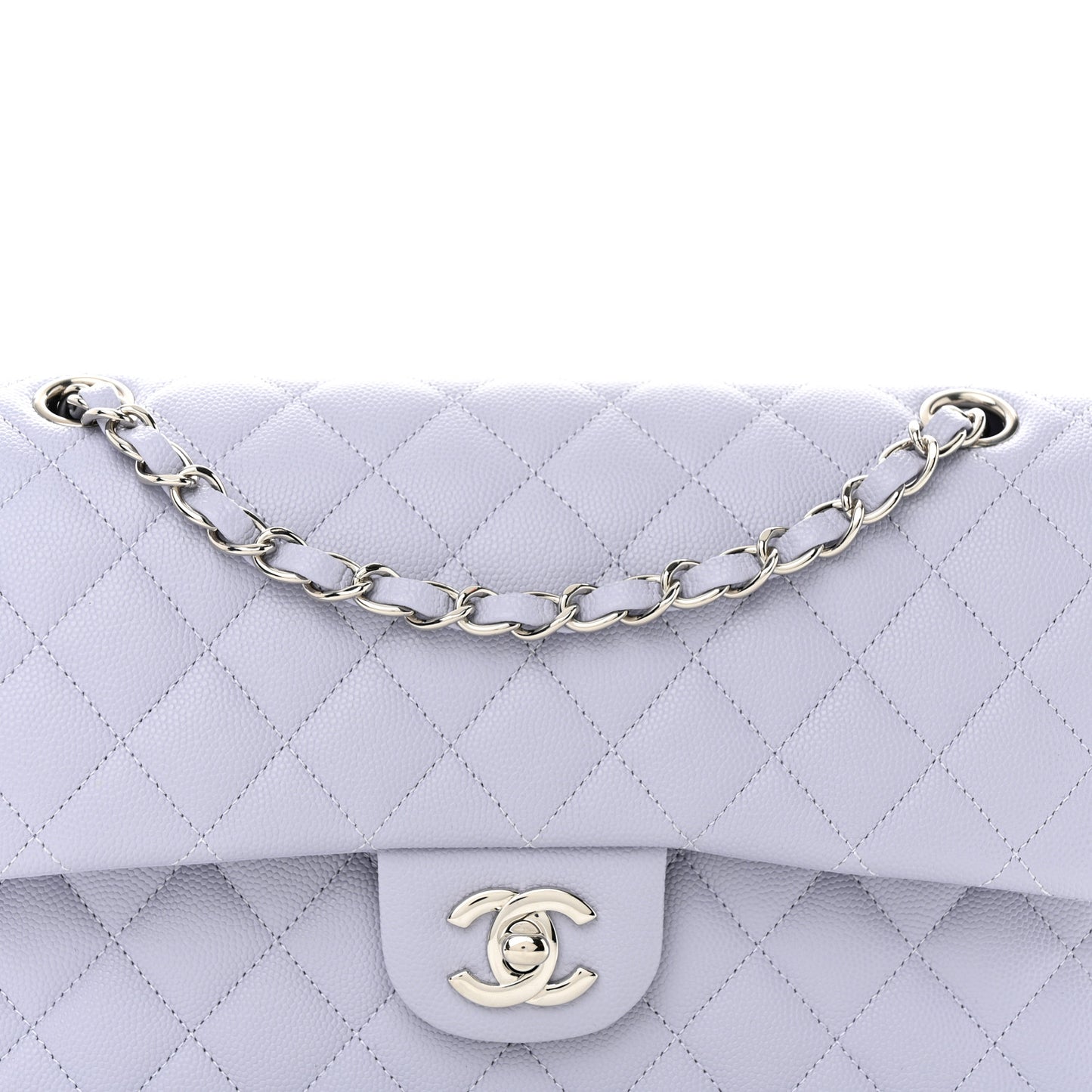 Caviar Quilted Medium Double Flap Light Purple