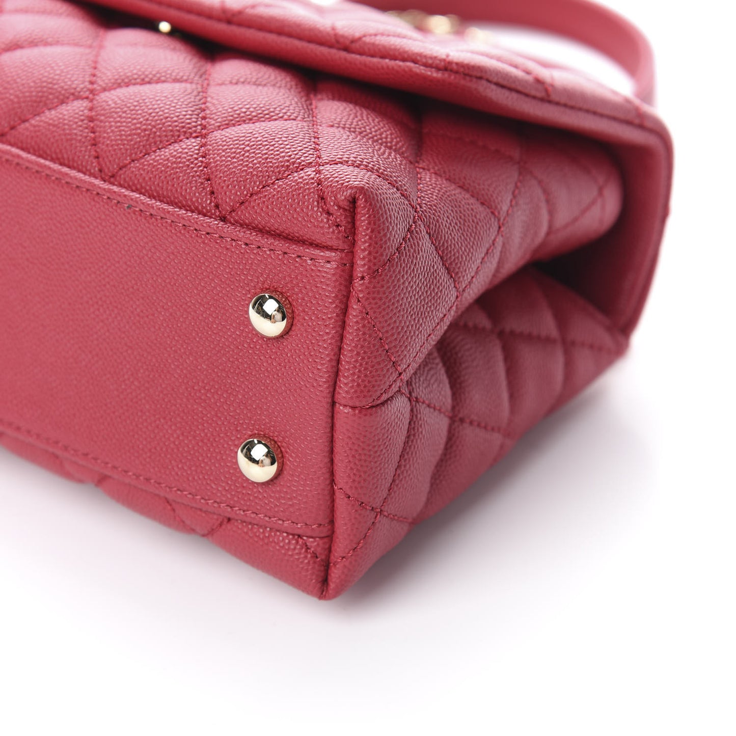 Caviar Quilted Mini Coco Handle Flap Dark Pink
