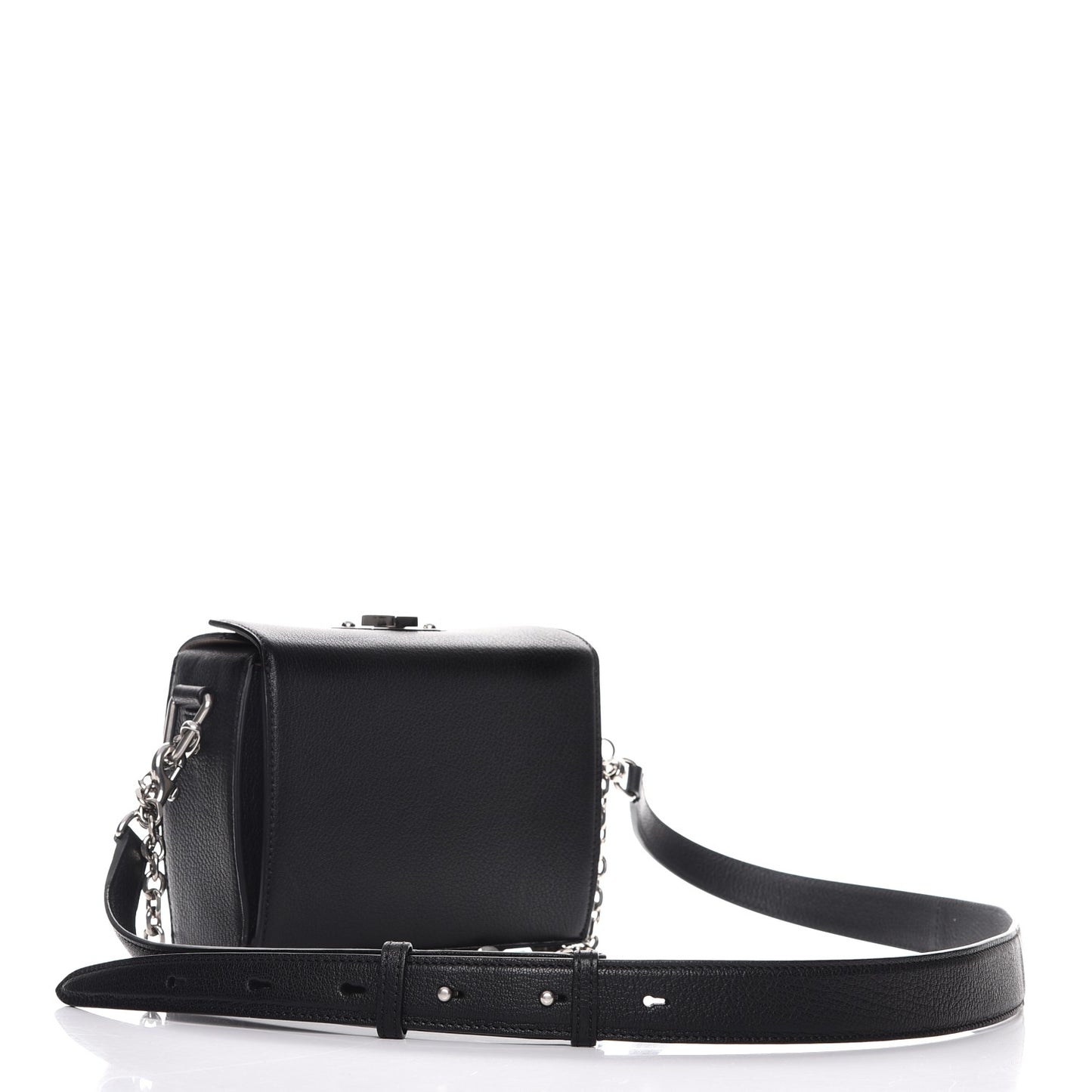 Fine Grain Goatskin Box Shoulder Bag 19 Black