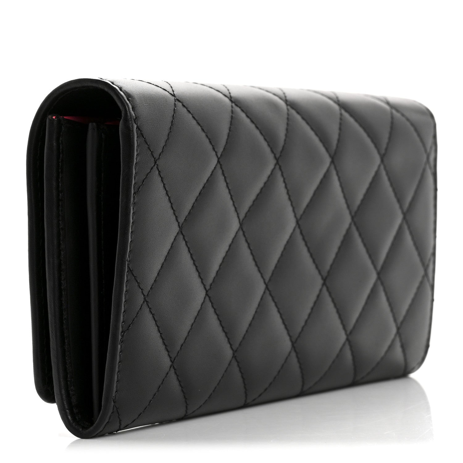 Chanel Calfskin Quilted Cambon Gusset Flap Wallet Black 3 of 9
