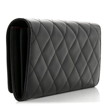 Chanel Calfskin Quilted Cambon Gusset Flap Wallet Black 3 of 9