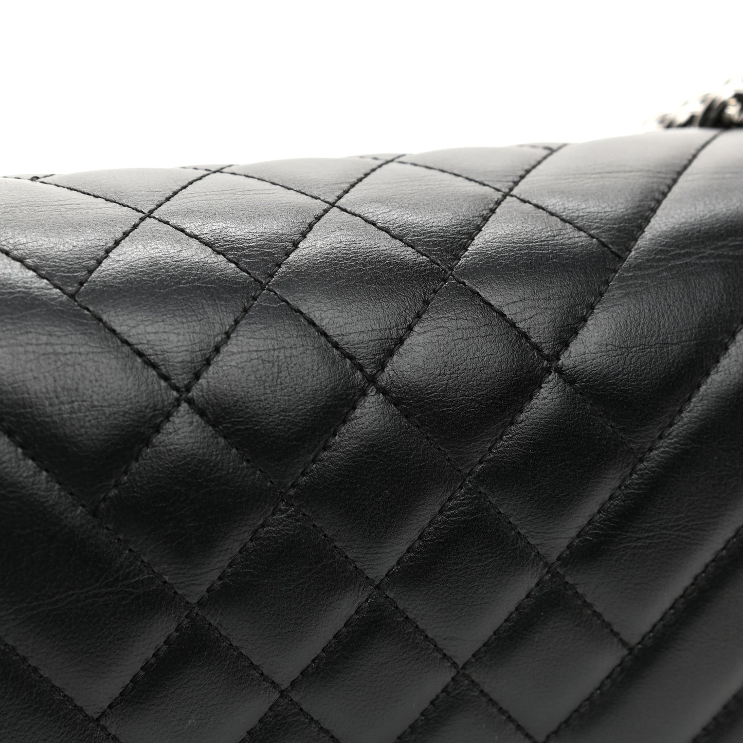 Calfskin Chevron Quilted Medium Boy Flap Black