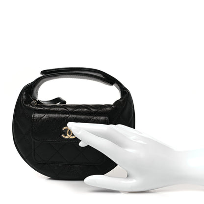 Chanel Caviar Quilted Polly Pocket Pouch Hobo Black 2 of 10