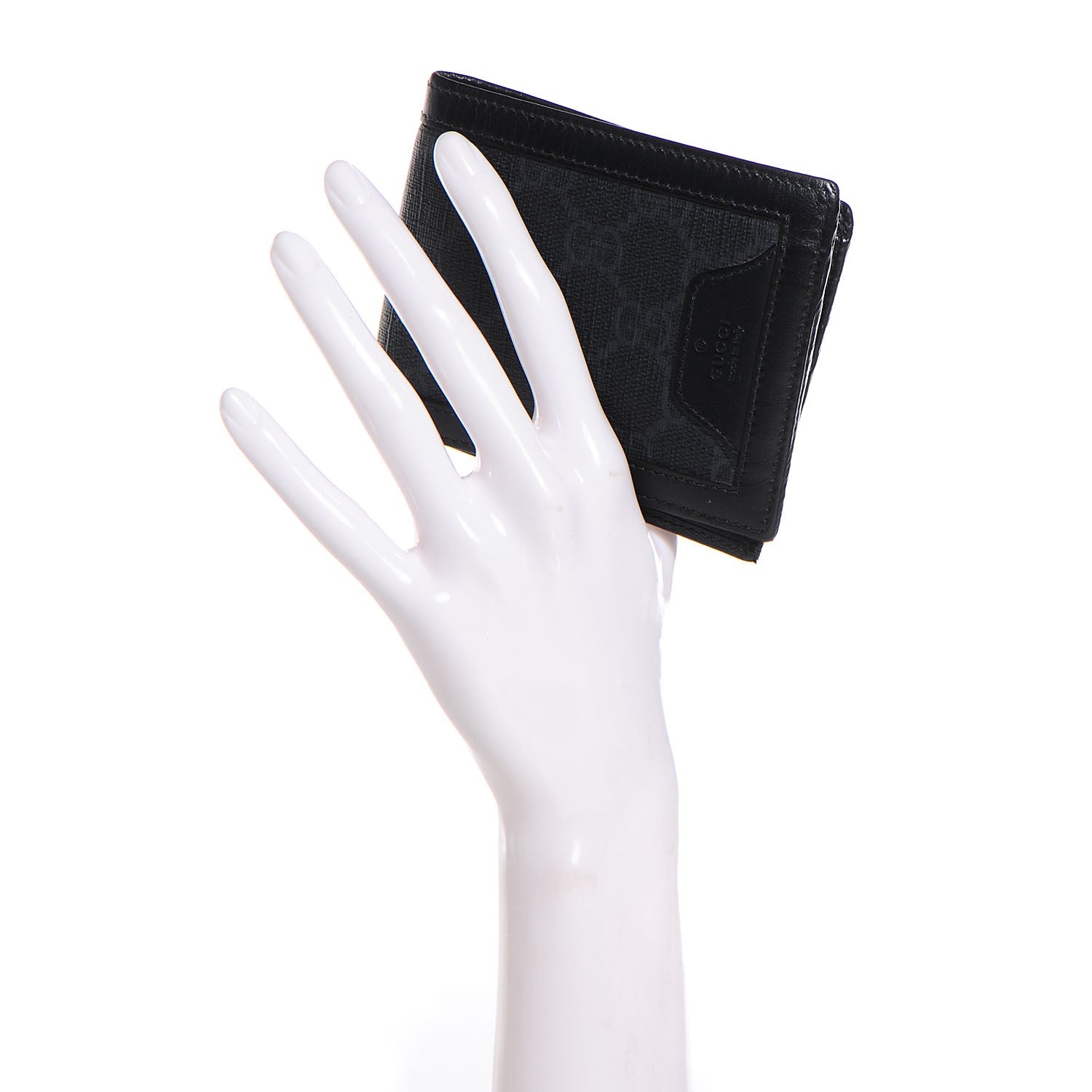 Gucci GG Supreme Monogram Bi-Fold Wallet Black Grey 2 of 7
