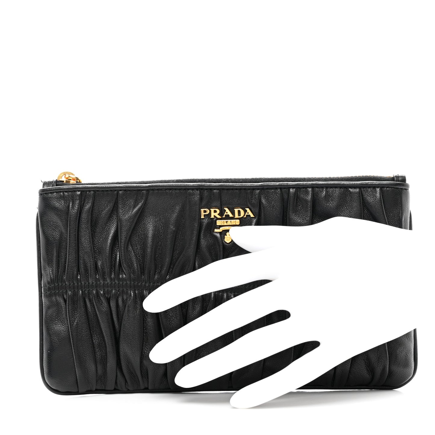 Nappa Gaufre Small Zip Pouch Black