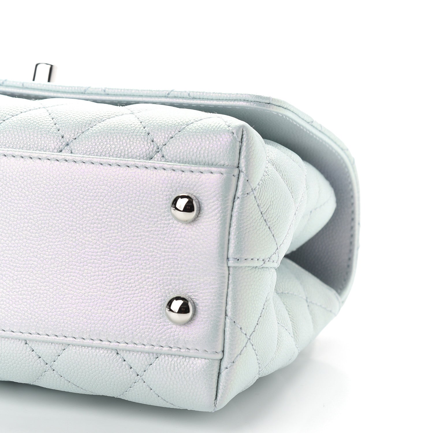 Chanel Iridescent Caviar Quilted Mini Coco Handle Flap Light Blue 8 of 8