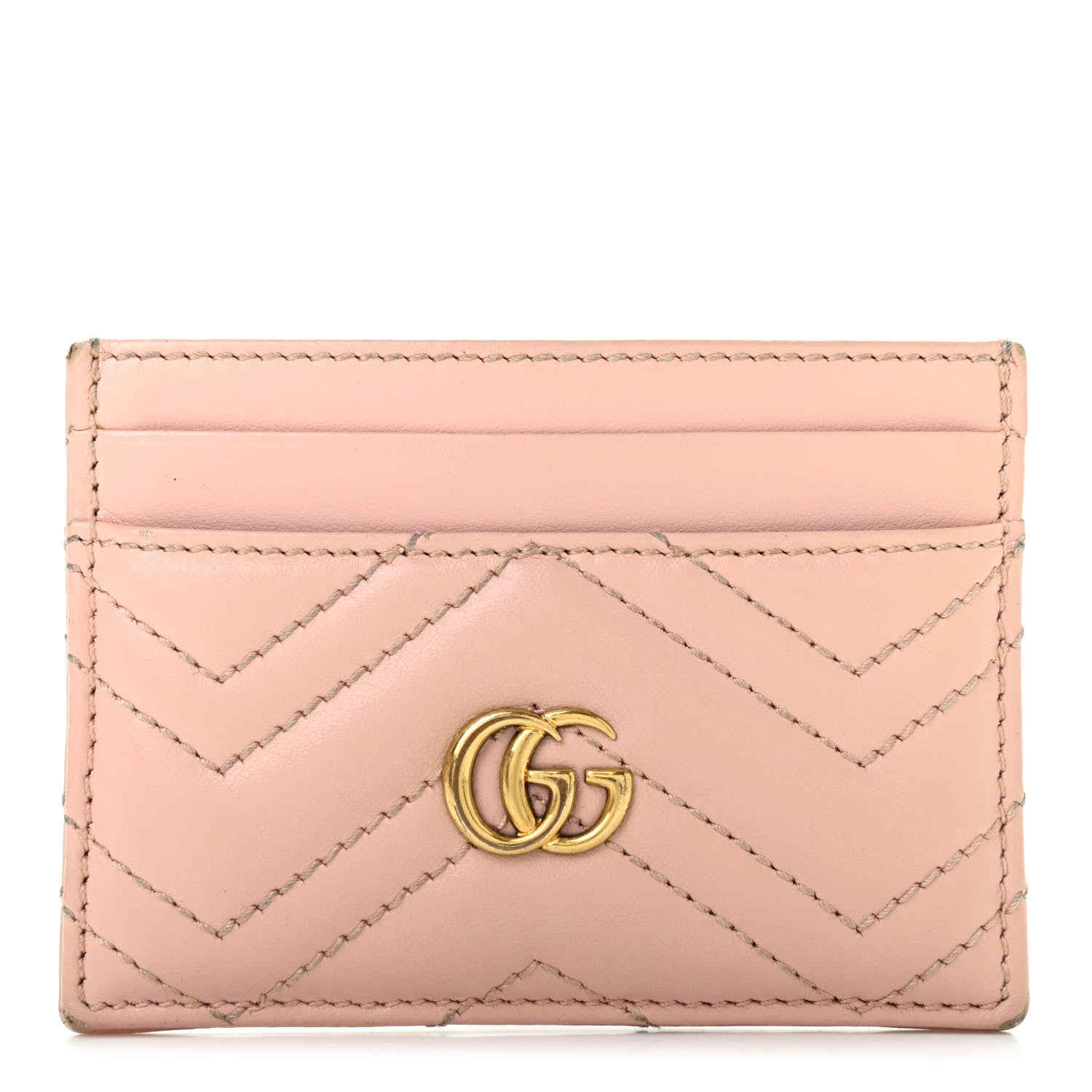 Gucci Calfskin Matelasse GG Marmont Card Holder Perfect Pink 1 of 8
