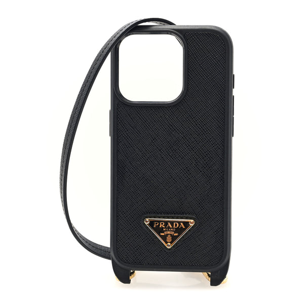PRADA iPhone１５Pro 用ケース 黒 Prada Saffiano iPhone 15 Pro Case With Strap Black 1819734