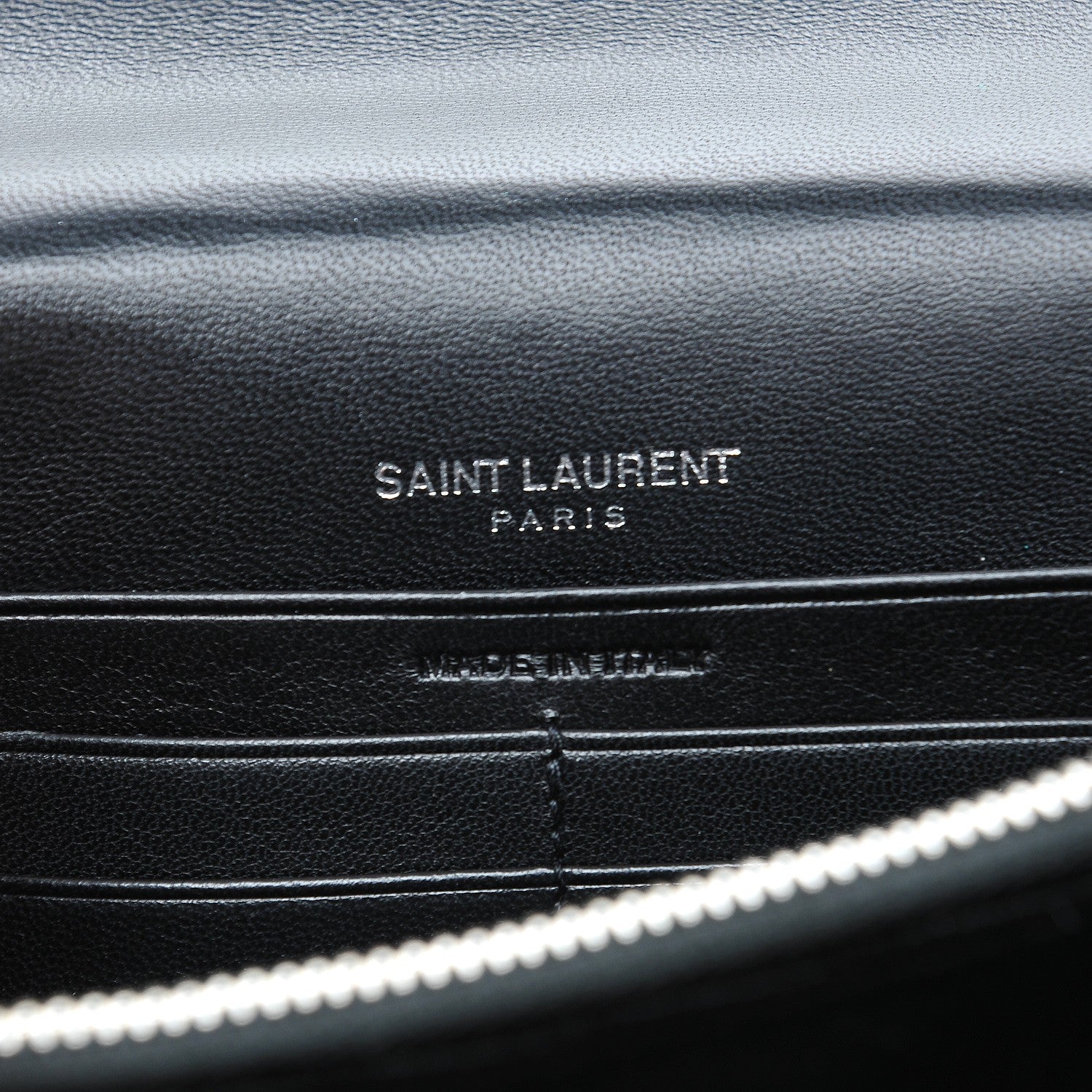 Saint Laurent Velvet Crystal Monogram Tassel Chain Wallet Black 6 of 7