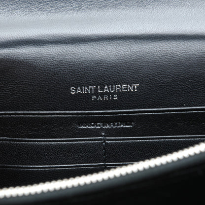 Saint Laurent Velvet Crystal Monogram Tassel Chain Wallet Black 6 of 7