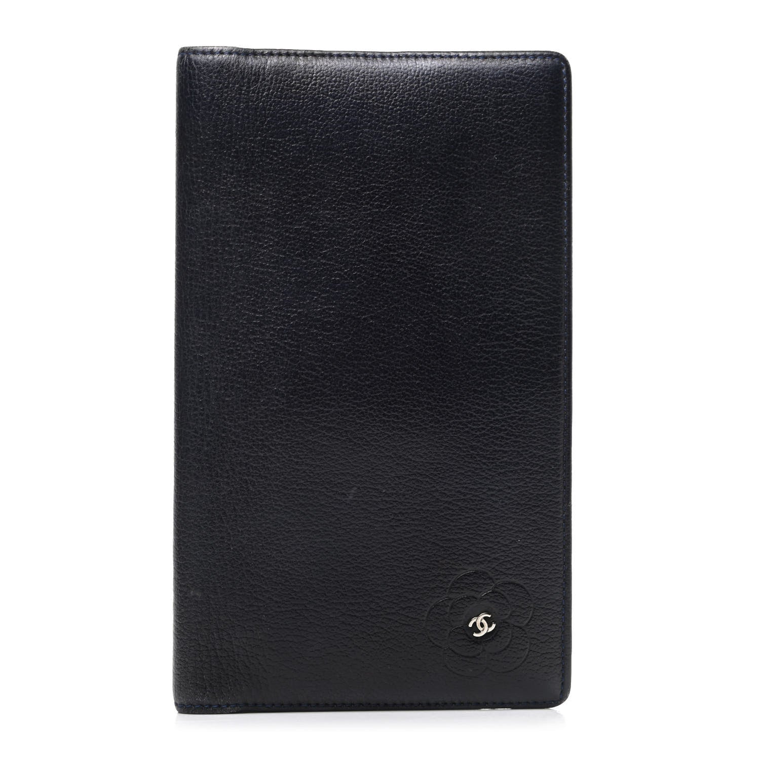 Chanel Goatskin Camellia Embossed Yen Wallet Black 1 of 11