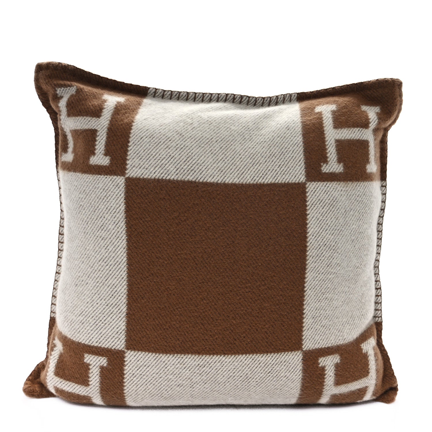 Hermes Wool Cashmere Avalon Pillow PM Ecru Camel 1 of 3