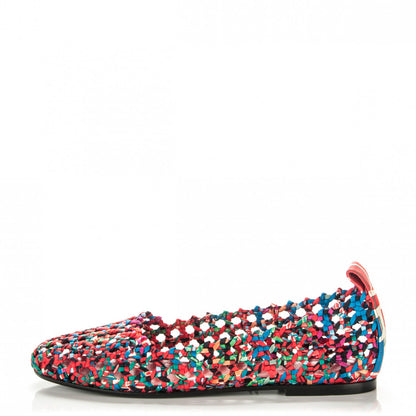 Hermes Printed Silk Braided Minorque Ballerina Flats 40 Multicolor 1 of 7