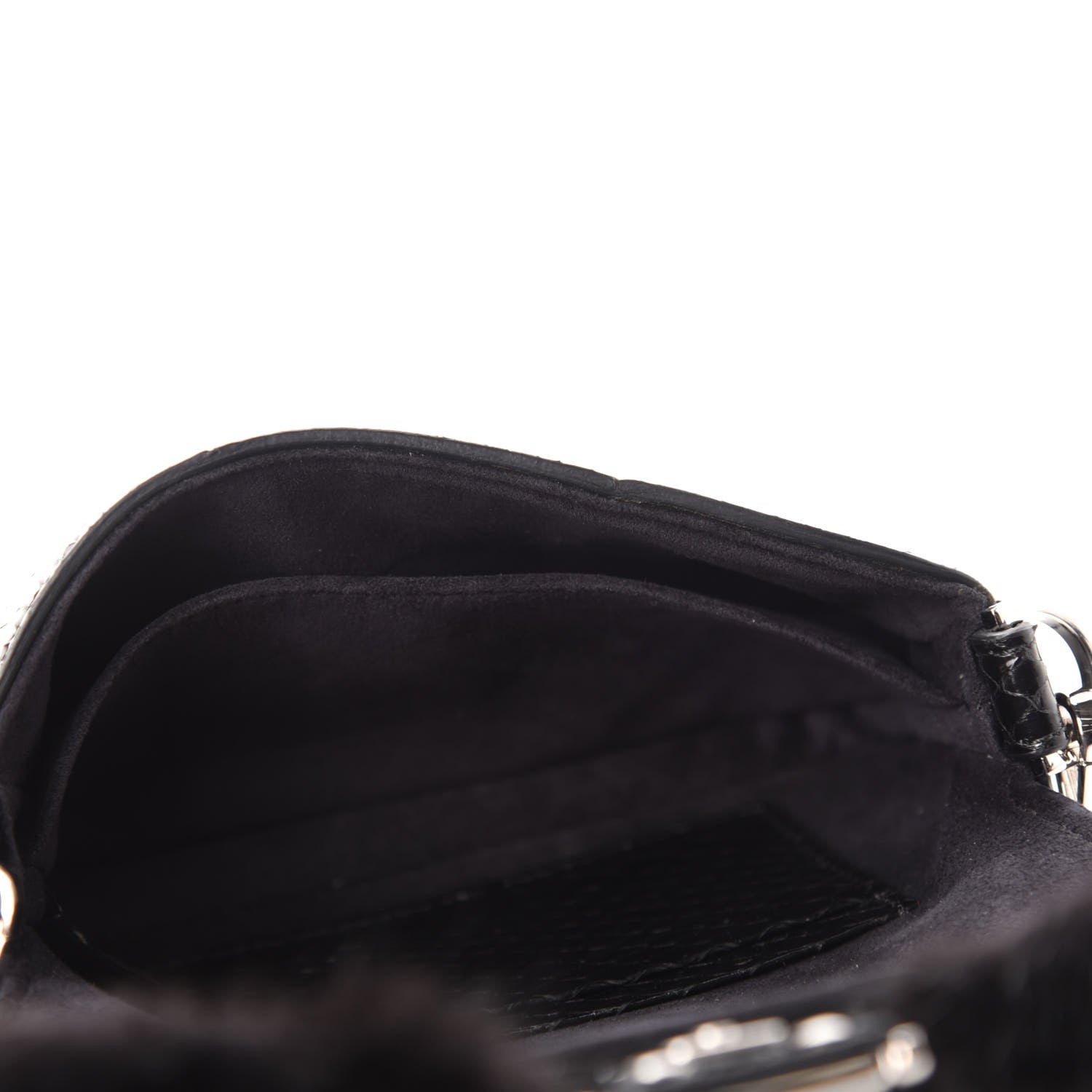 Fendi Elaphe Rabbit Fox Fur Micro Buggie Baguette Black 5 of 10