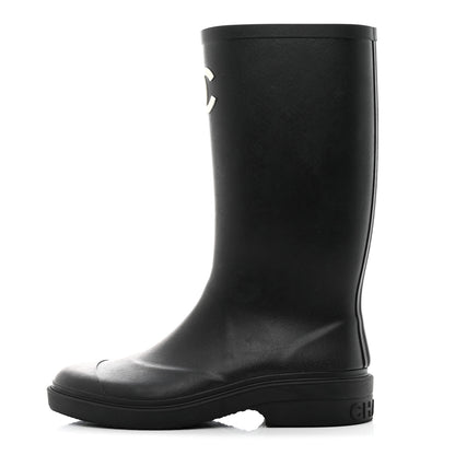 Chanel Caoutchouk CC High Boots 38 Black 1 of 8
