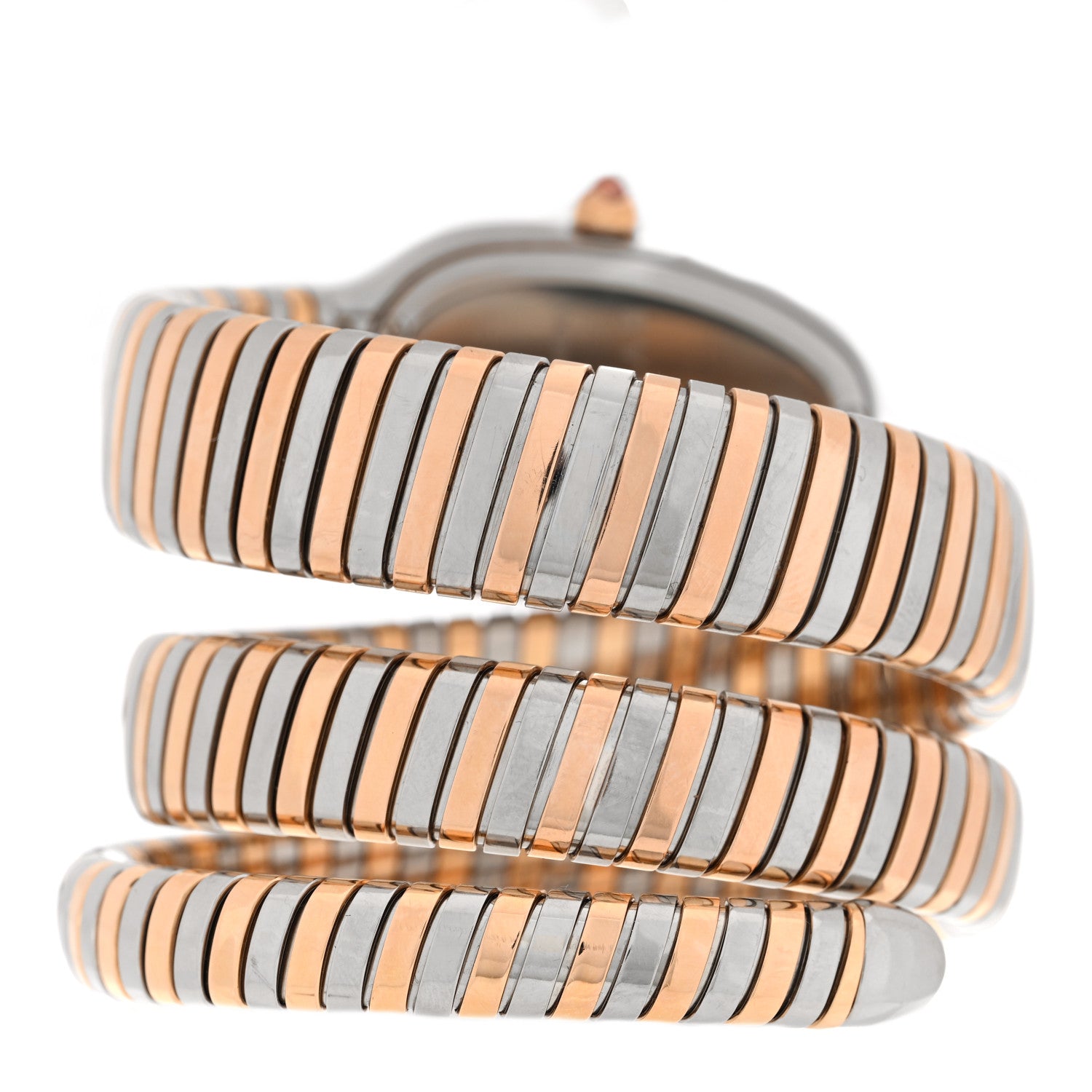 Bulgari Stainless Steel 18K Rose Gold Diamond Bezel 35mm Serpenti Tubogas Double Spiral Quartz Watch 3 of 4