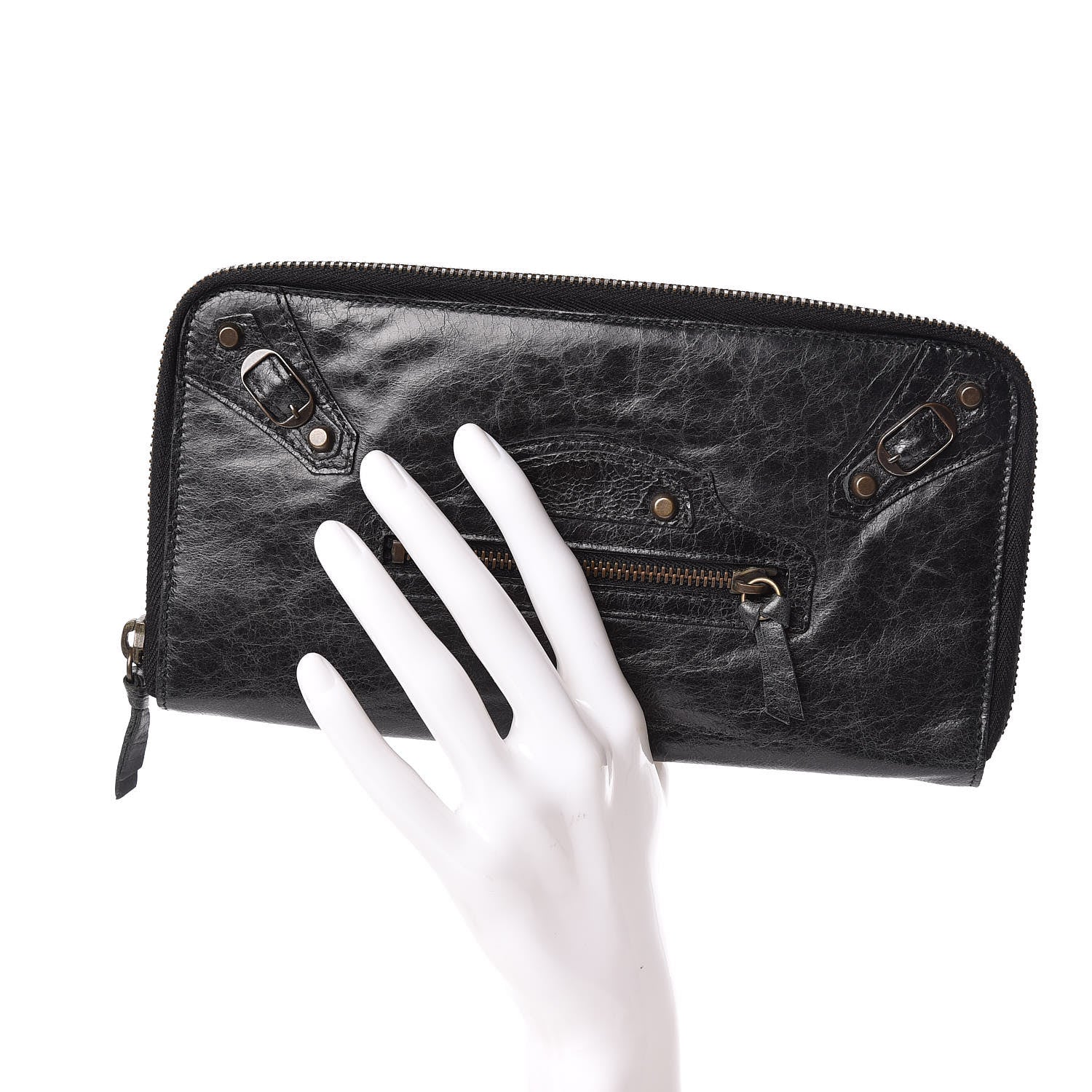Balenciaga Agneau Classic Hardware Compagnon Wallet Black 2 of 13