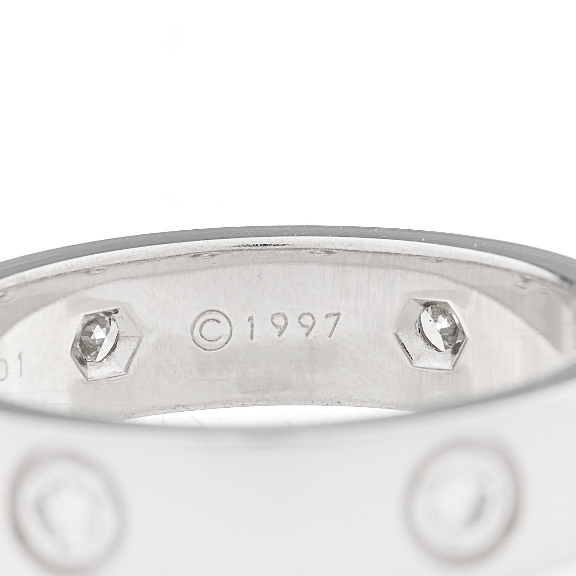 Cartier 18K White Gold 6 Diamond 5.5mm LOVE Ring 61 9.5 4 of 8