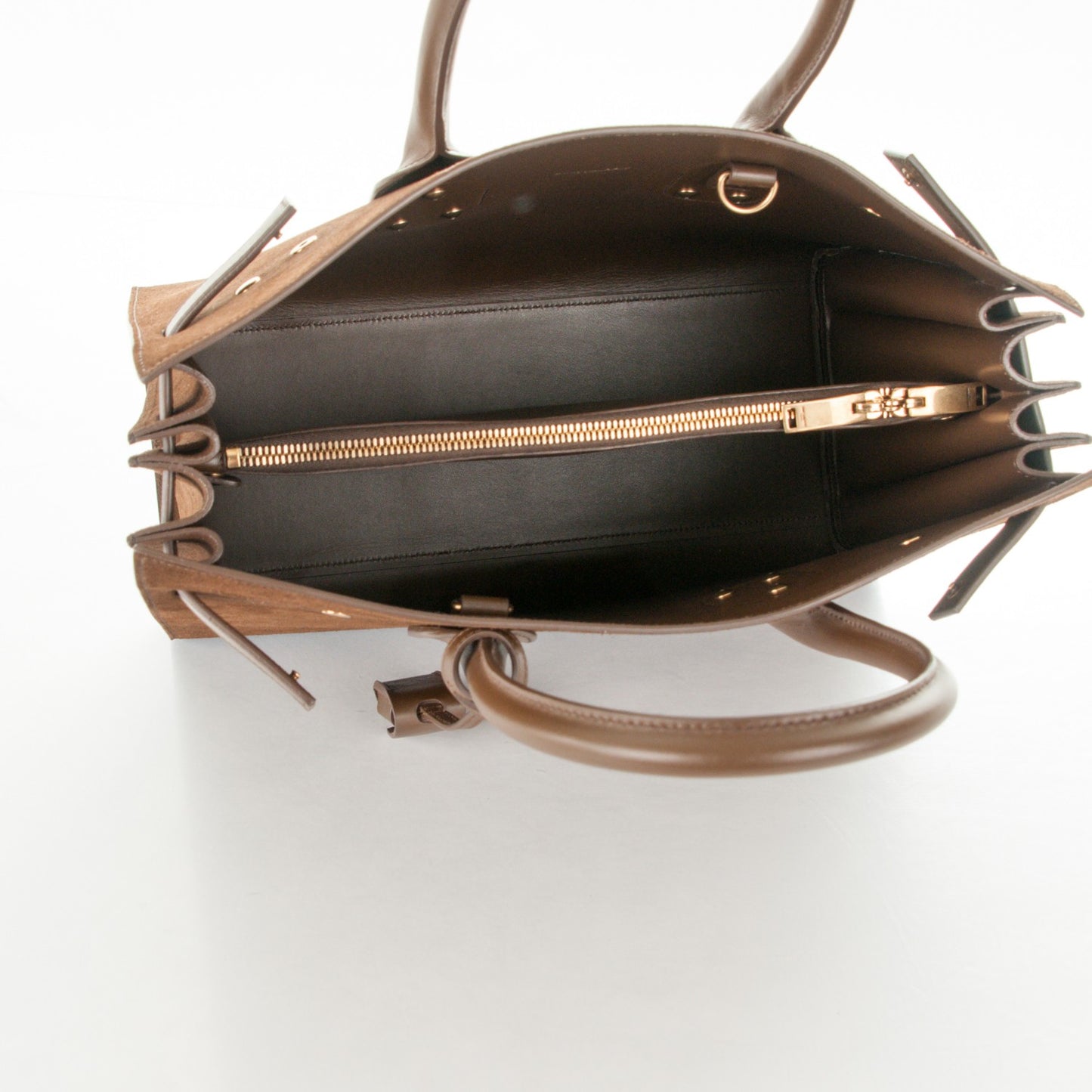 Suede Calfskin Small Sac De Jour Military Brown