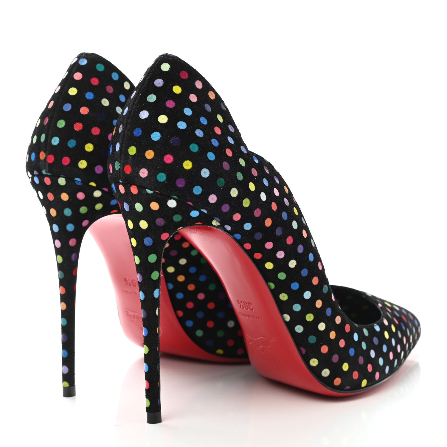 Christian Louboutin Suede Polka Dot Hot Chick 100 Pumps 39.5 Black Multicolor 4 of 8
