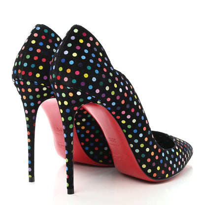 Christian Louboutin Suede Polka Dot Hot Chick 100 Pumps 39.5 Black Multicolor 4 of 8