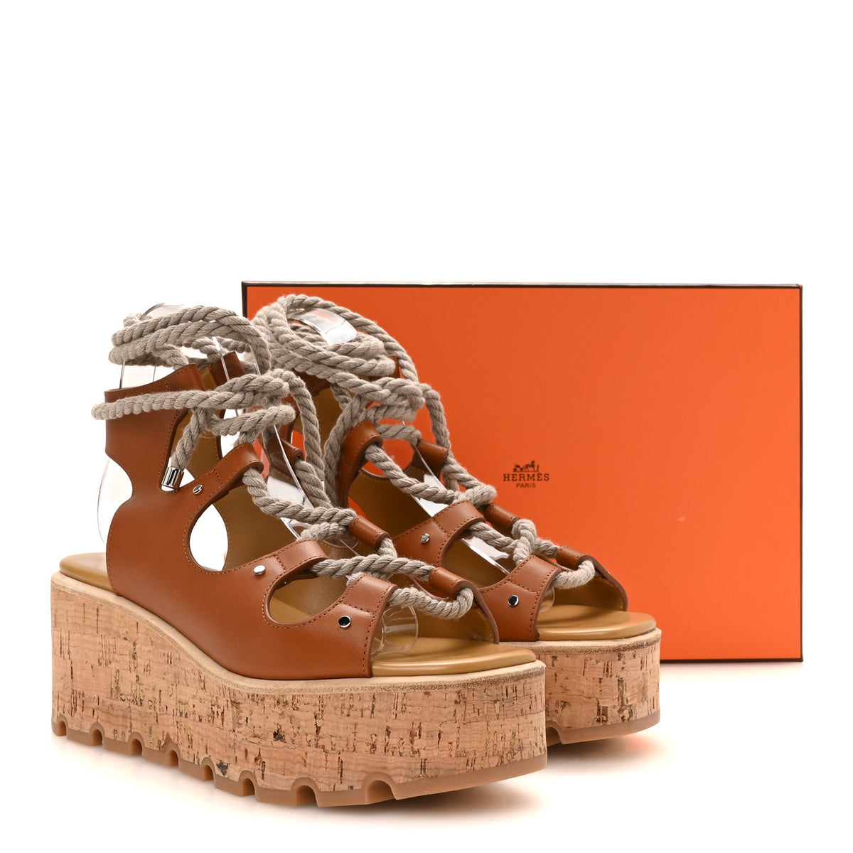 Calfskin Cork Medusa 30 Sandals 37 Naturel