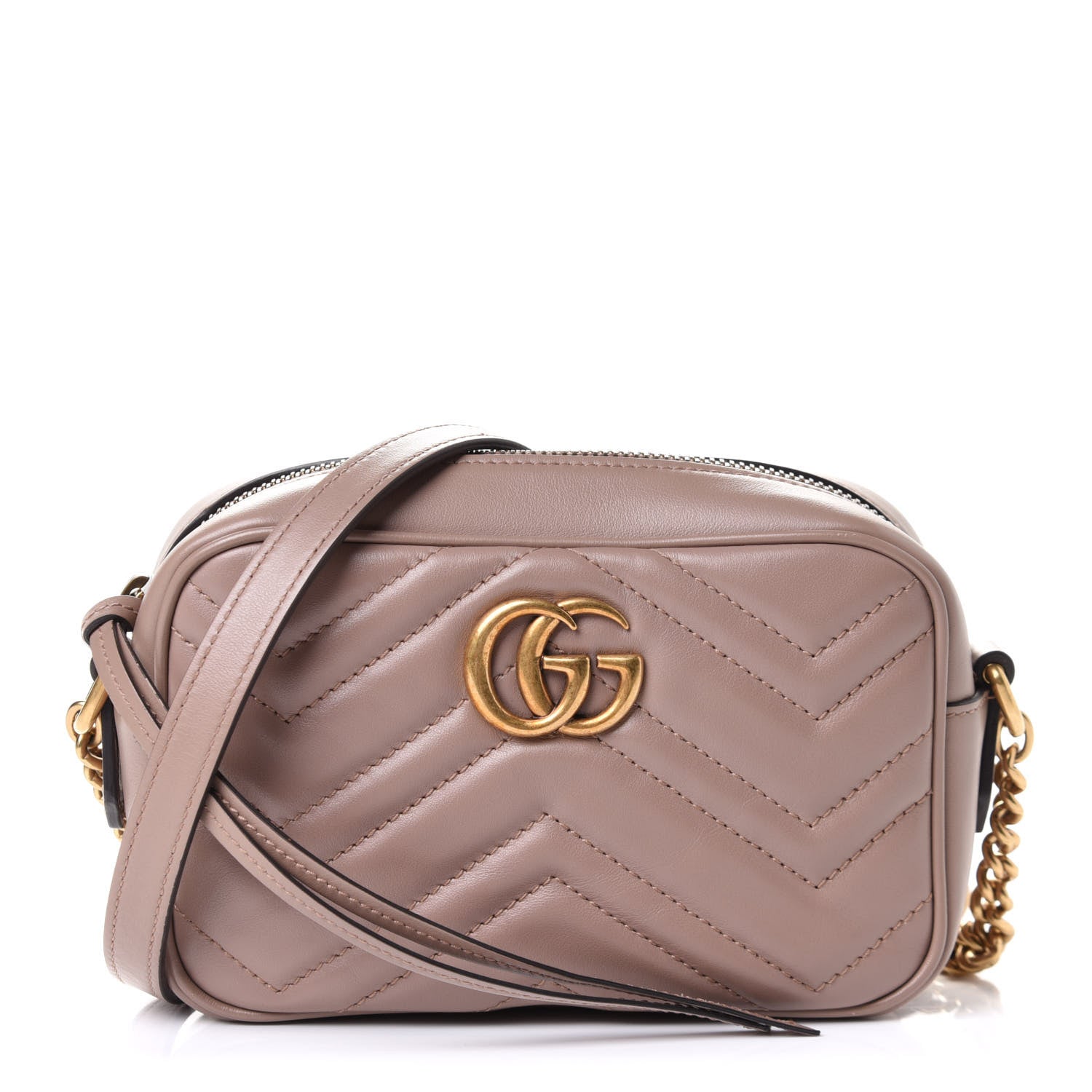 Gucci Calfskin Matelasse Mini GG Marmont Chain Shoulder Bag Porcelain Rose 1 of 5