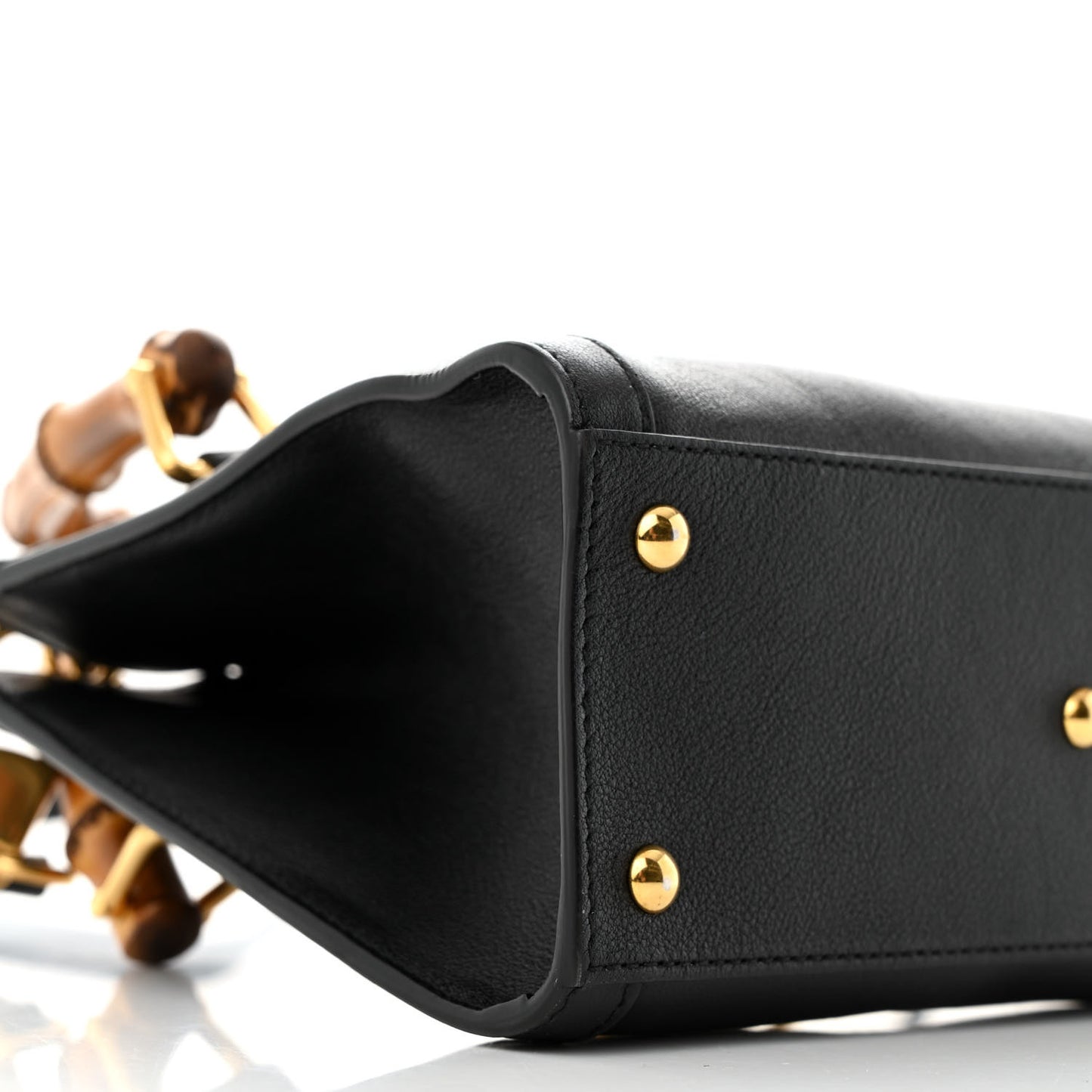 Wonka Grain Calfskin Mini Diana Tote Bag Black Yellow Fluo