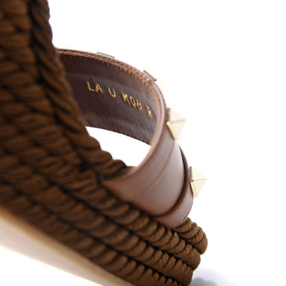 Valentino Garavani Calfskin Rockstud Torchon Espadrille 25/115mm Wedge Sandals 41 Cuoio 10 of 11