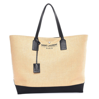 Saint Laurent Canvas Beach Shopping East West Tote Naturale Black 1 of 8