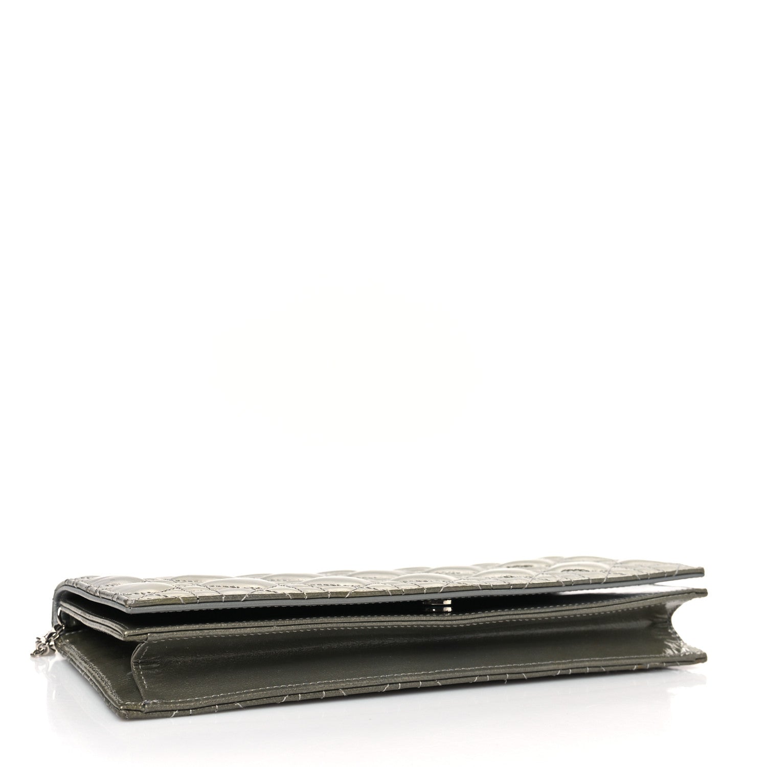 Christian Dior Patent Cannage Rendezvous Chain Wallet Kaki 4 of 8