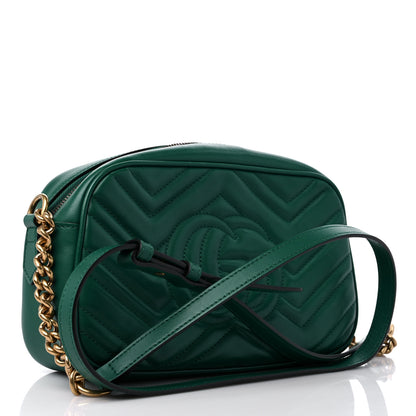 Gucci Calfskin Matelasse Small GG Marmont Chain Shoulder Bag Emerald Green 3 of 13