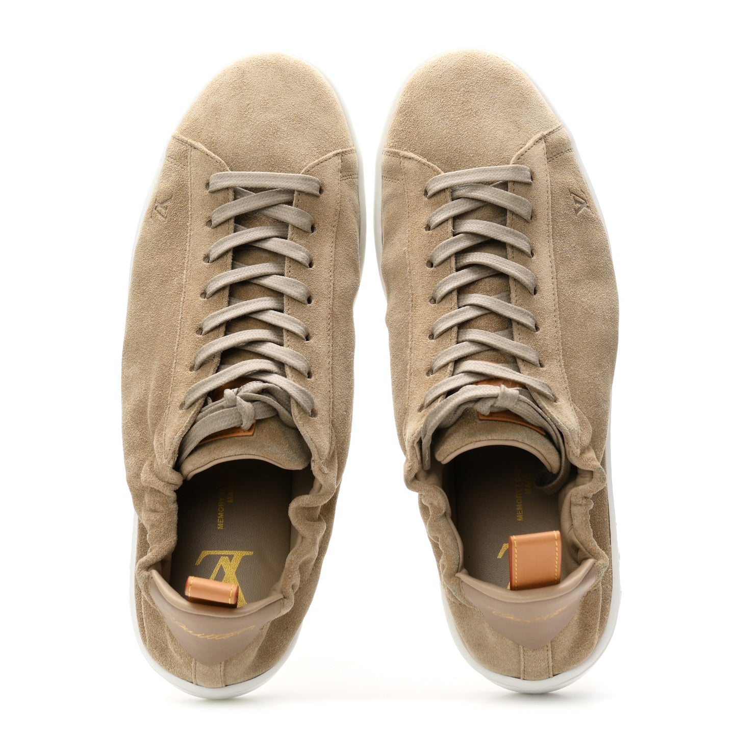 Suede Calfskin Mens LV Soft Sneakers 9 Beige