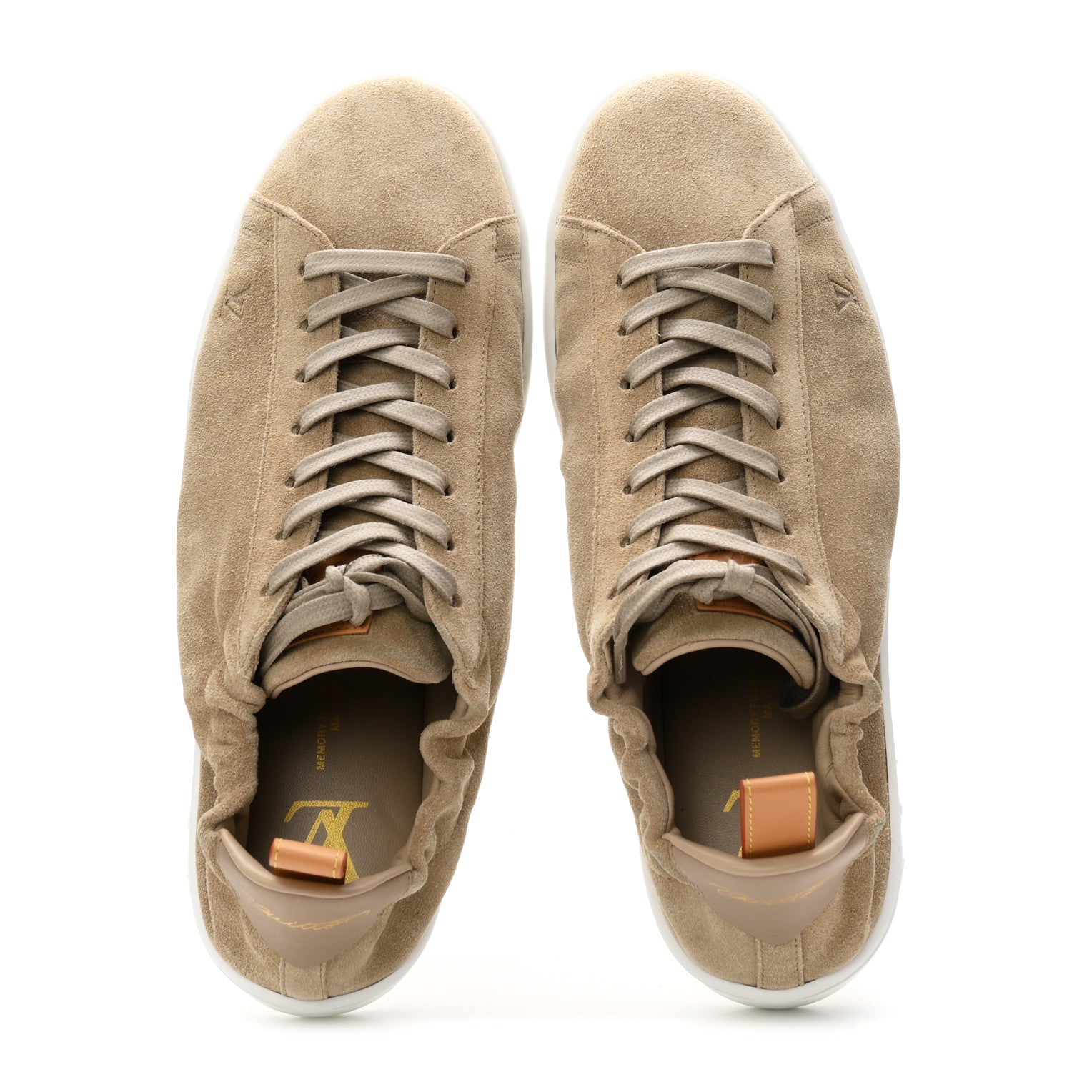 Louis Vuitton Suede Calfskin Mens LV Soft Sneakers 9 Beige 2 of 10