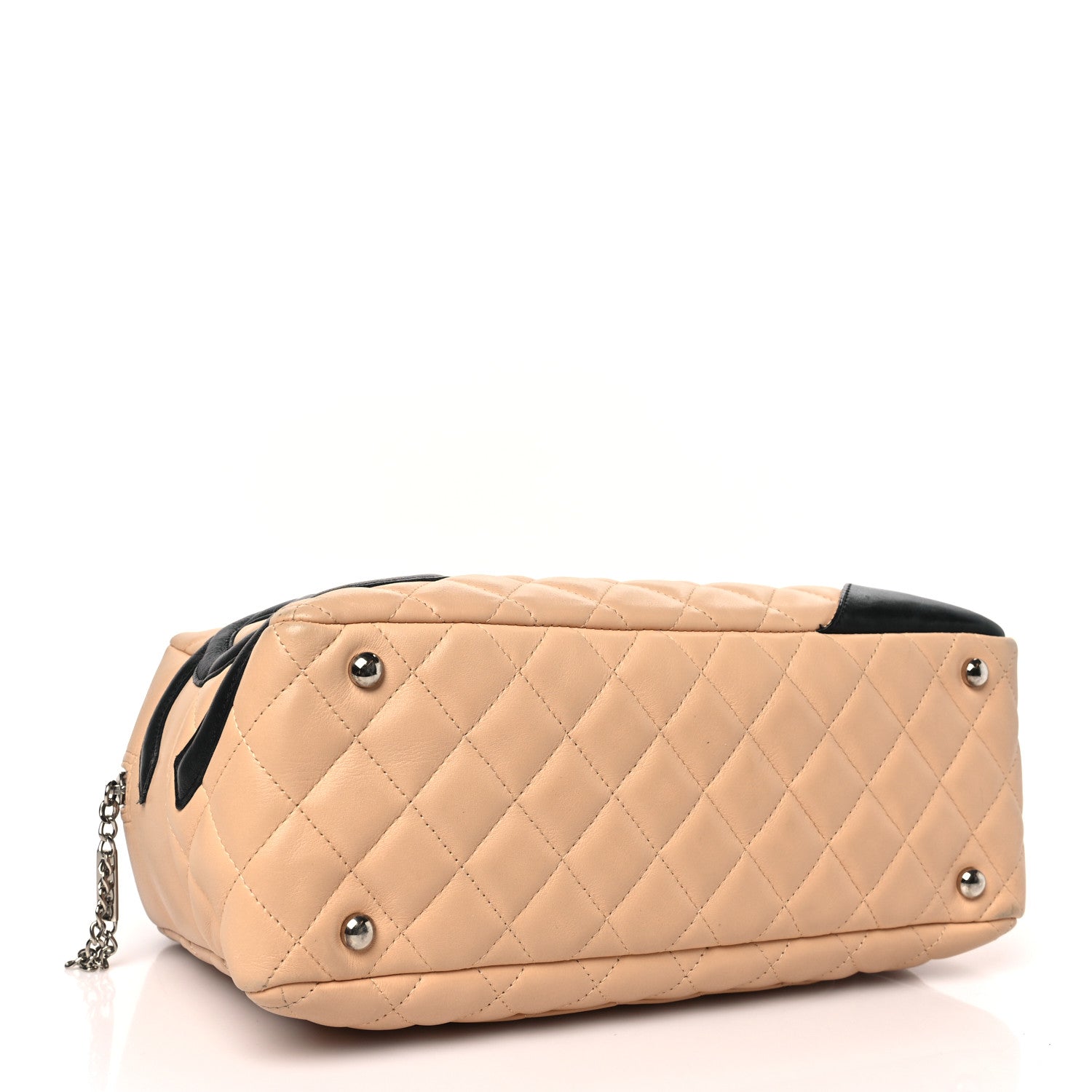 Chanel Calfskin Quilted Large Cambon Bowler Beige Black 4 of 9