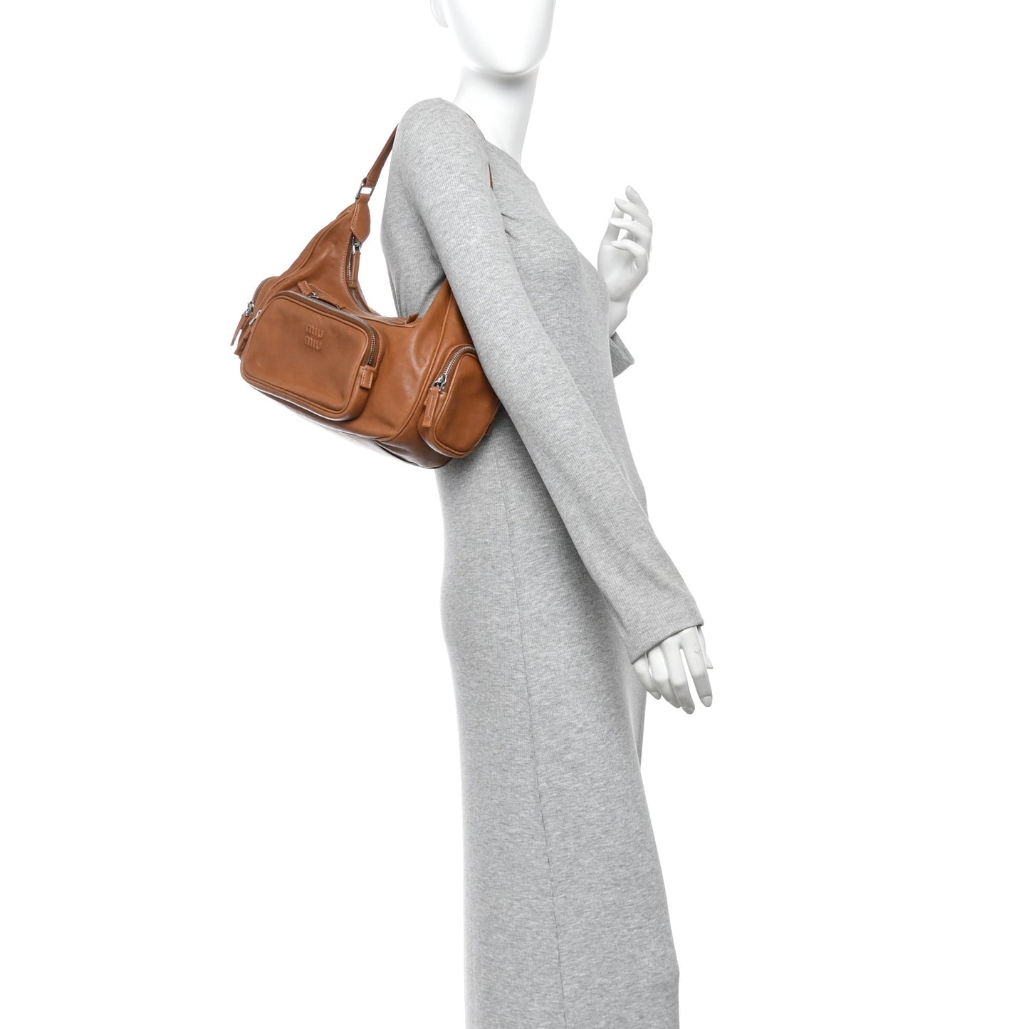 Nappa Pocket Top Handle Bag Caramel