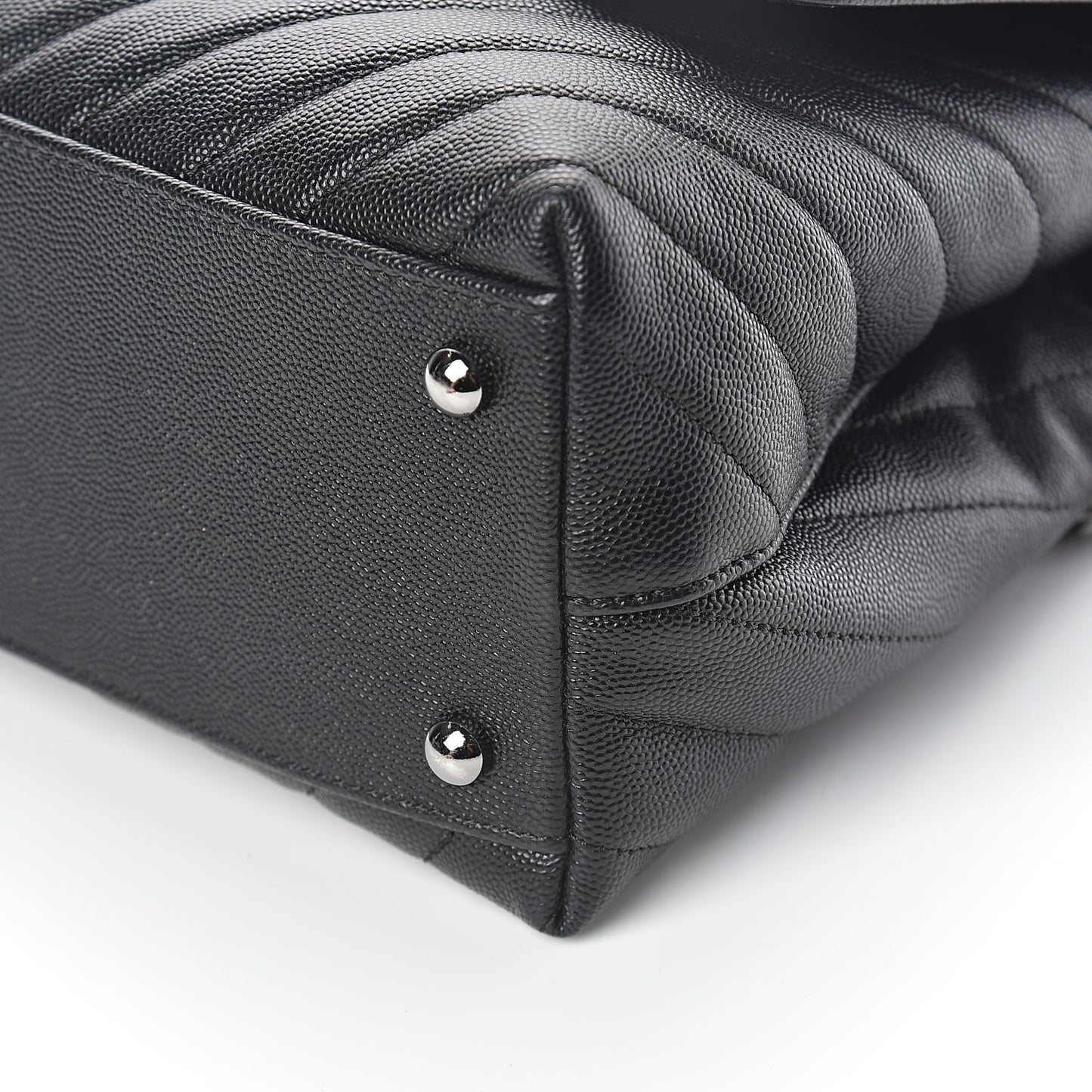 Caviar Chevron Quilted Small Coco Handle Flap Black