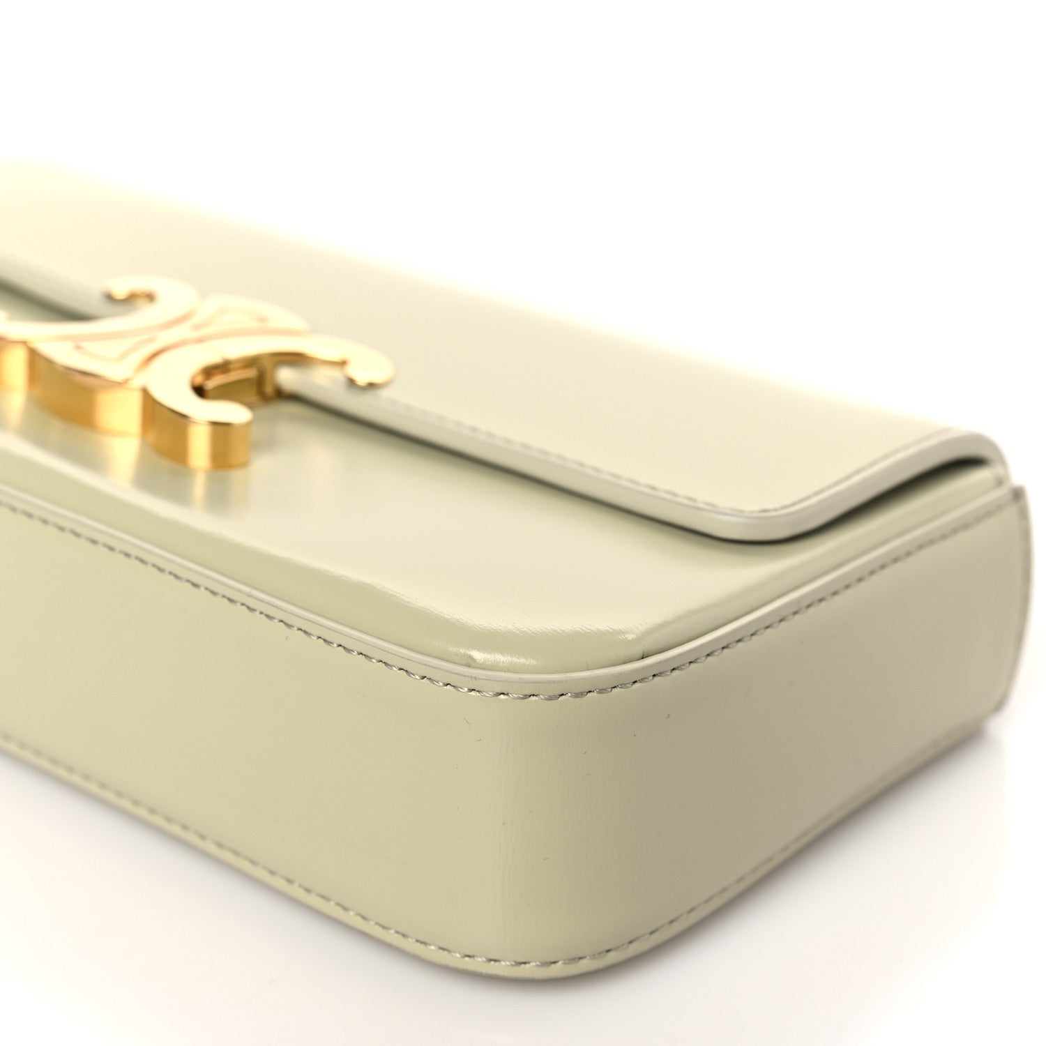 Celine Shiny Calfskin Triomphe Chain Shoulder Bag Almond Green 8 of 8