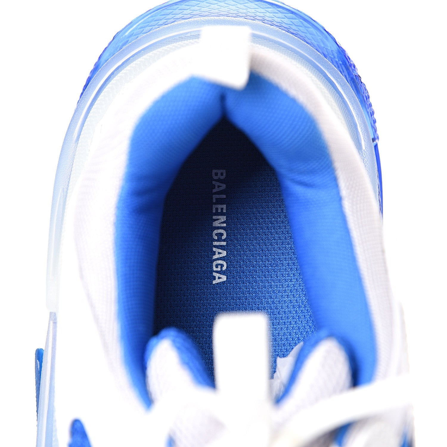 Balenciaga Fabric Mesh Clear Sole Mens Triple S Sneakers 45 White Blue Grey 7 of 8