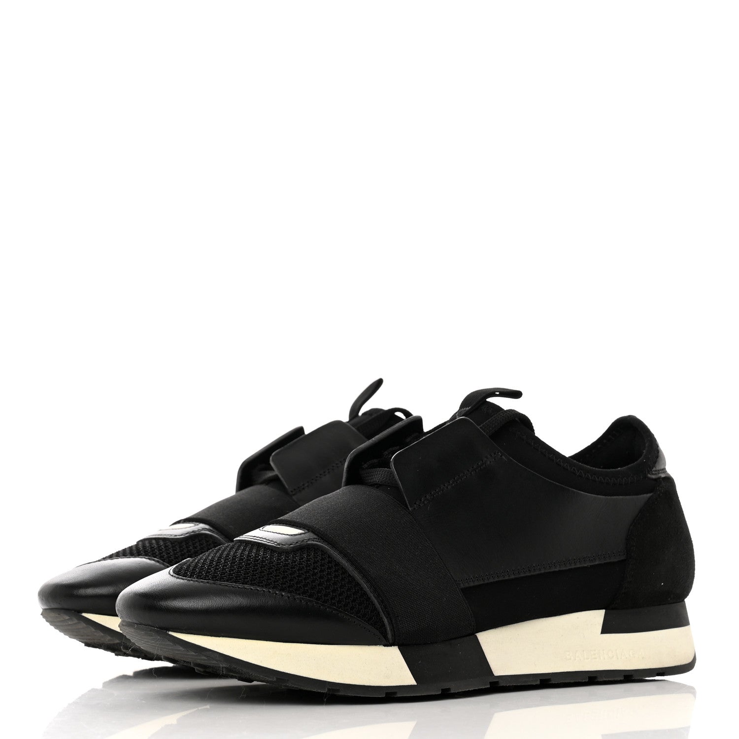 Balenciaga Mesh Calfskin Neoprene Suede Womens Race Runner Sneakers 39 Black 3 of 8
