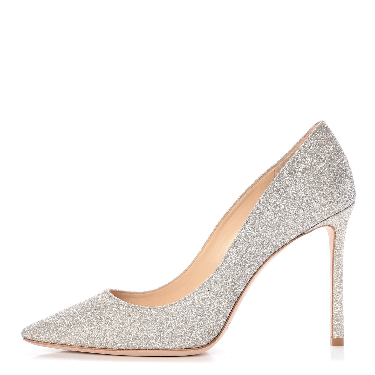 Glitter Pointy Toe Romy 100 Pumps 39 Platinum Ice
