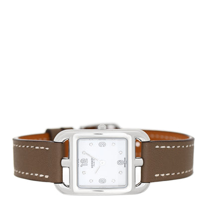 Hermes Stainless Steel Swift Diamond Mother of Pearl 23mm Cape Cod Quartz Watch Etoupe 2 of 5