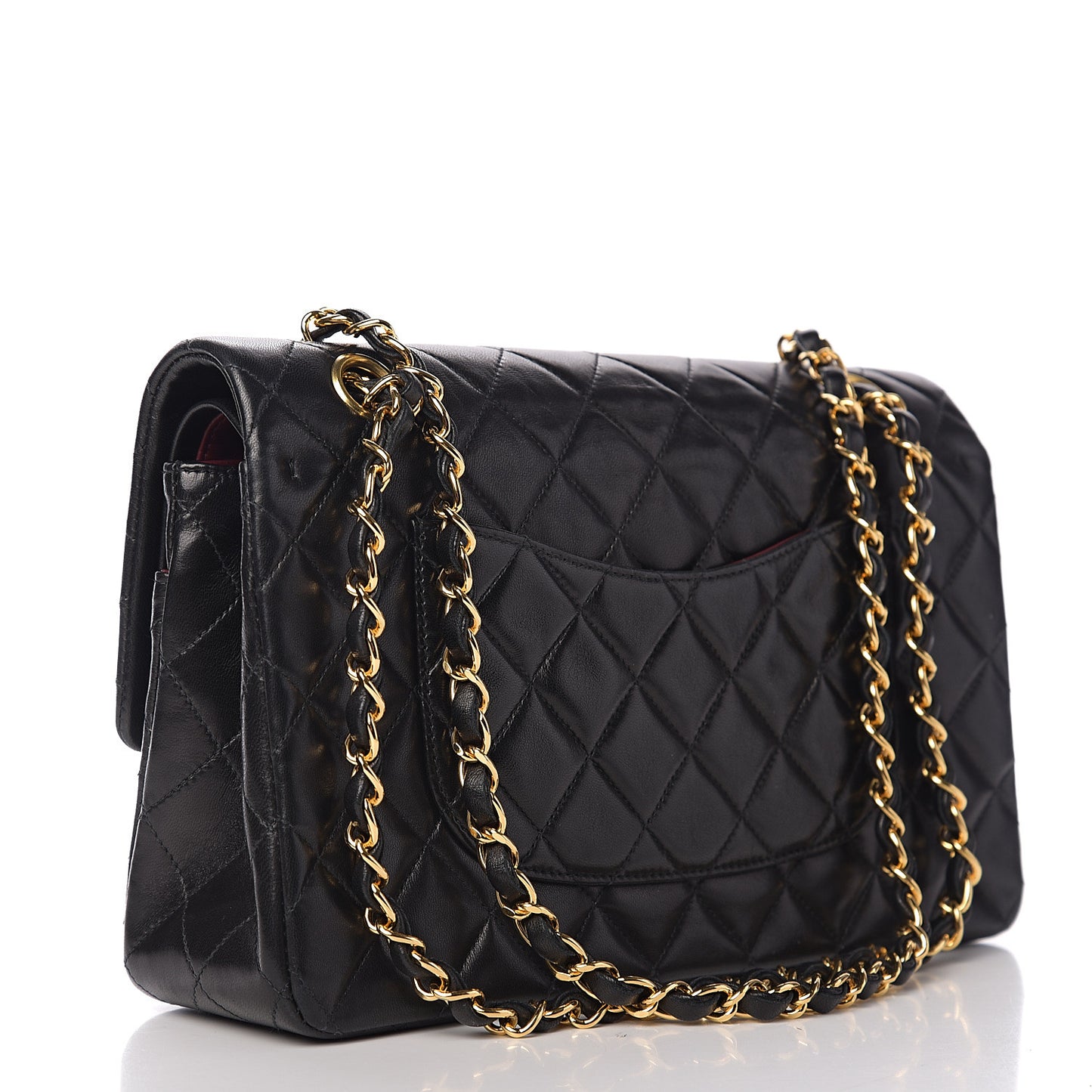Lambskin Quilted Medium Double Flap Black