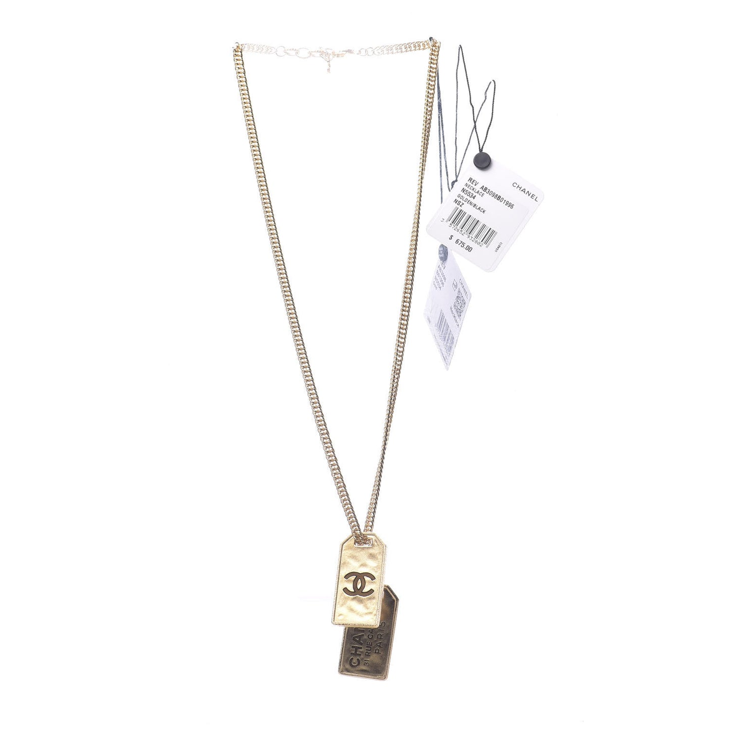 ID Dog Tag Charm Necklace Gold