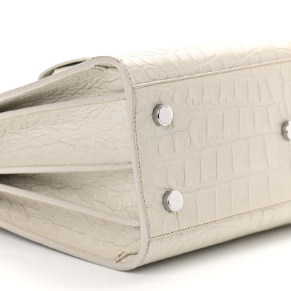 Saint Laurent Calfskin Crocodile Embossed Baby Sac De Jour Gris Perle 9 of 13