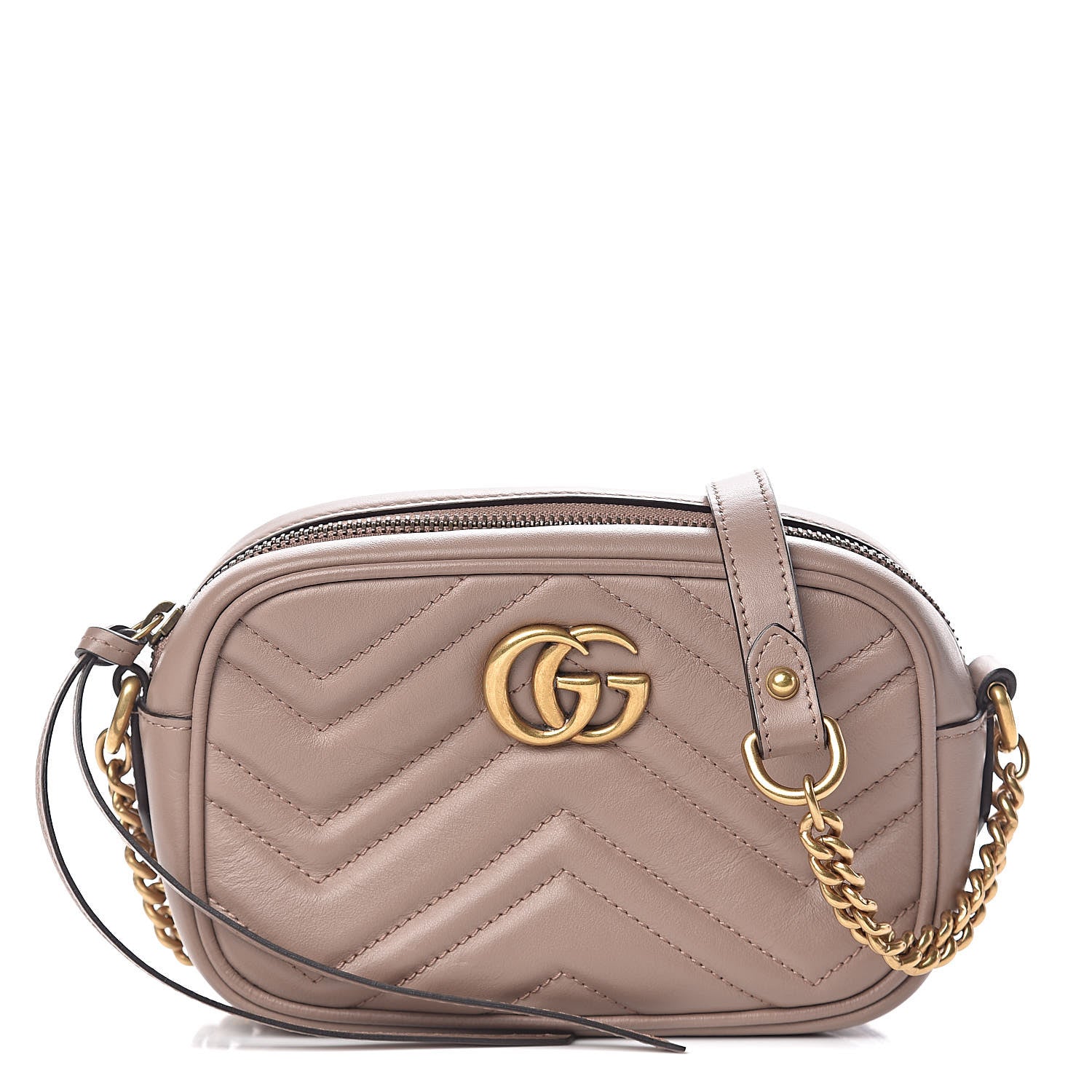 Gucci Calfskin Matelasse Mini GG Marmont Chain Shoulder Bag Nude 1 of 11