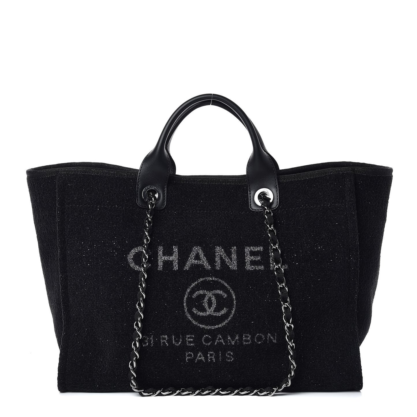Lurex Boucle Medium Deauville Tote Black