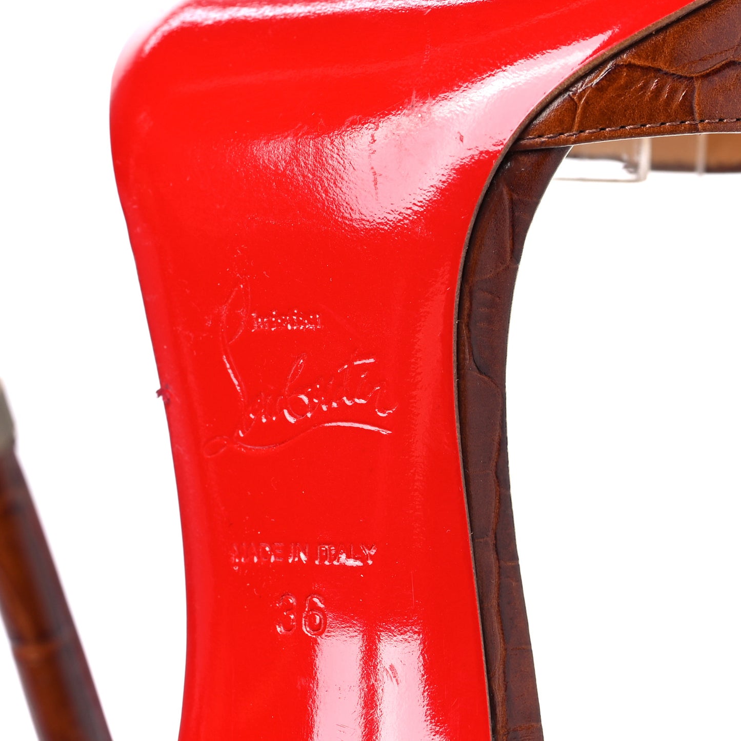 Calfskin Crocodile Embossed Harler 100 Ankle Strap Pumps 36 Cuoio