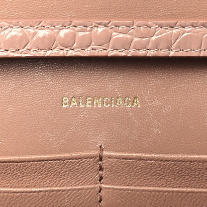 Balenciaga Shiny Calfskin Crocodile Embossed Hourglass Chain Bag Nude Beige 6 of 13