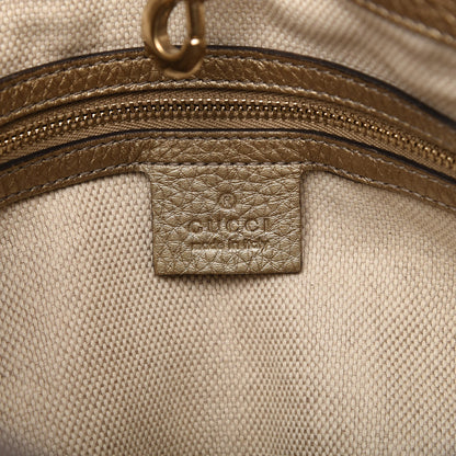 Gucci Metallic Pebbled Calfskin Medium Soho Chain Shoulder Bag Golden Beige 8 of 12